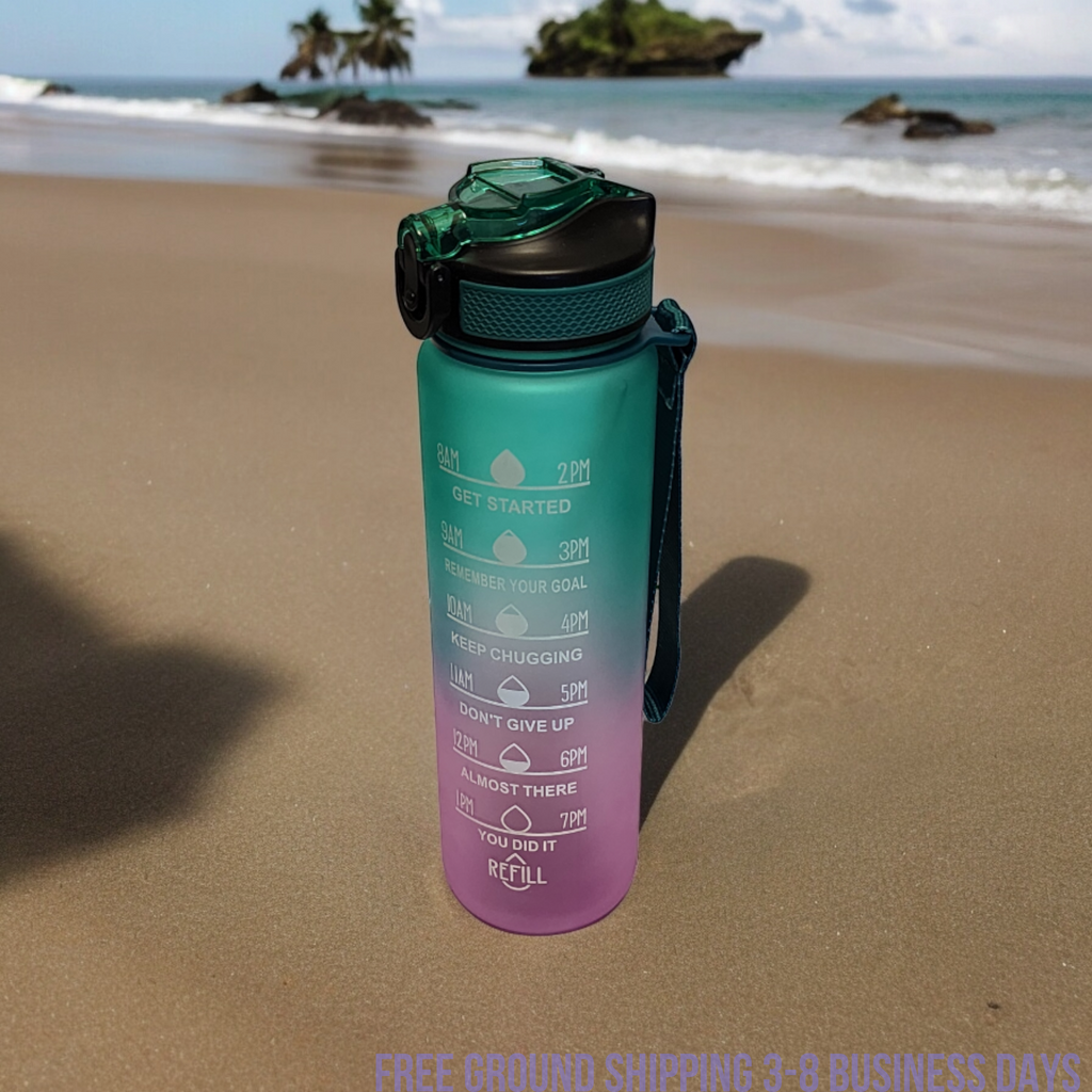 Aqualeeta Sports Motivational Drinking WaterBottle With Time Marker 32Oz BPA Free Ship from USA