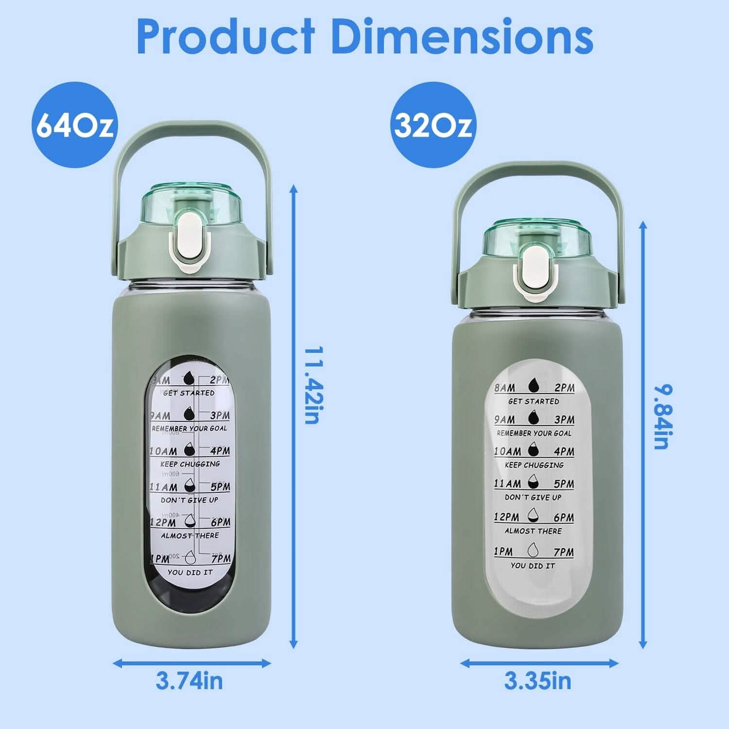 Hydration Goal Water Bottle with Time Markers